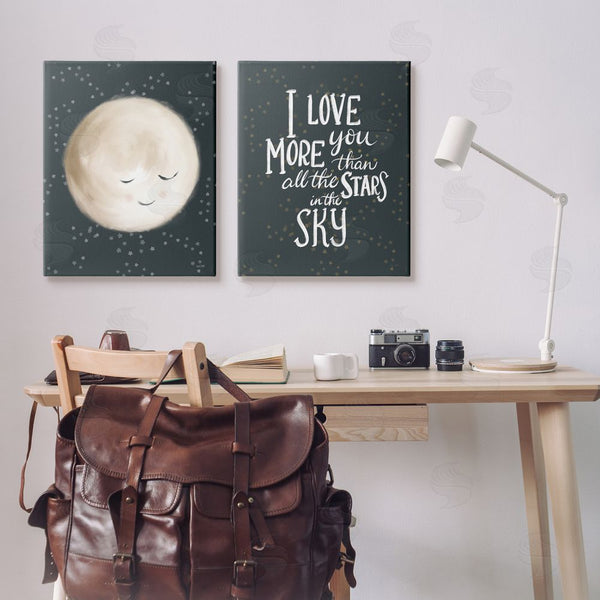 Stupell Industries House Fenway | Cute Moon Starry Night Sky I Love You Phrase Wall Art