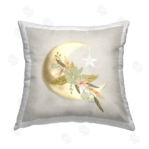 Stupell Industries House Fenway | Floral Nighttime Moon Printed Throw Pillow