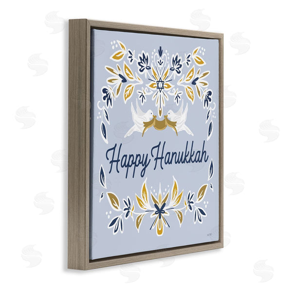 Stupell Industries House Fenway | Happy Hanukkah Floral Doves Banner Wall Art