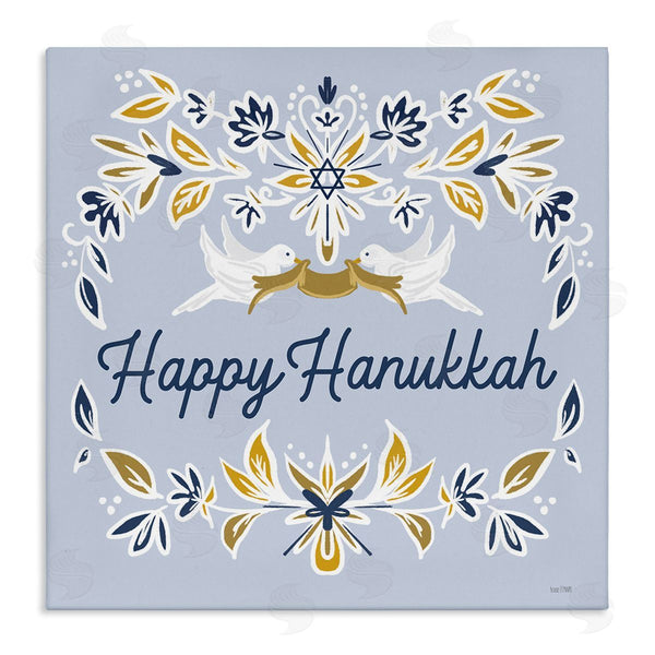 stupell industries House Fenway | Happy Hanukkah Floral Doves Banner Wall Art