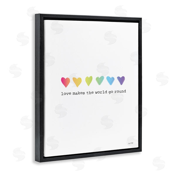 Stupell Industries House Fenway | Love Makes World Go Round Rainbow Heart Ombre Wall Art