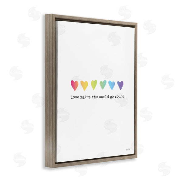 Stupell Industries House Fenway | Love Makes World Go Round Rainbow Heart Ombre Wall Art