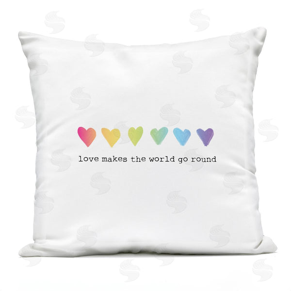 Stupell Industries House Fenway | Love Makes World Go Round Rainbow Heart Ombre Printed Throw Pillow