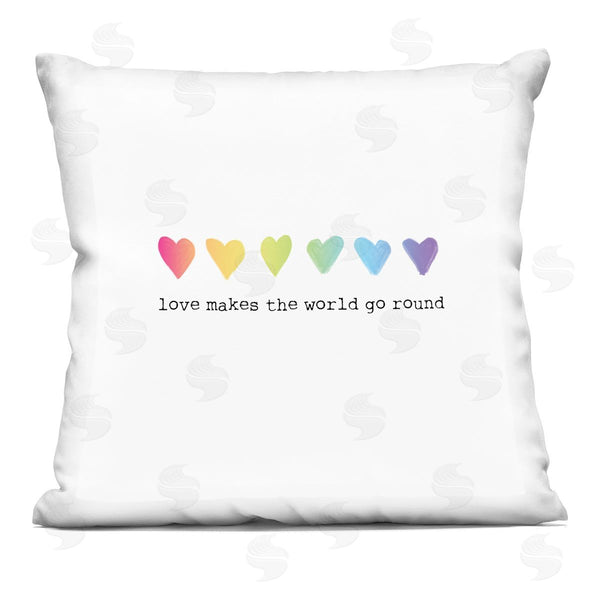 stupell industries House Fenway | Love Makes World Go Round Rainbow Heart Ombre Printed Throw Pillow