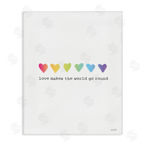 stupell industries House Fenway | Love Makes World Go Round Rainbow Heart Ombre Wall Art