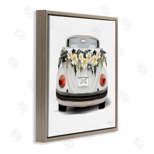 Stupell Industries House Fenway | Love Text White Convertible Car Flower Blossom Wreath Wall Art