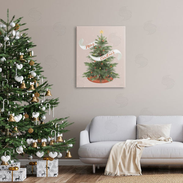 Stupell Industries House Fenway | Merry Christmas Banner Decorated Christmas Tree Ornaments Wall Art