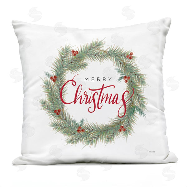 Stupell Industries House Fenway | Merry Christmas Holly Wreath Printed Throw Pillow