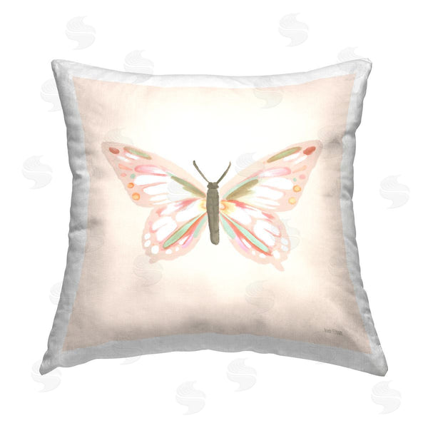 stupell industries House Fenway | Neutral Beige Butterfly Printed Throw Pillow
