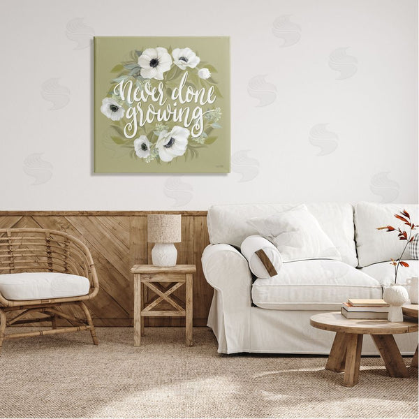 Stupell Industries House Fenway | Never Done Growing Spring Floral Sentiment White Poppies Wall Art