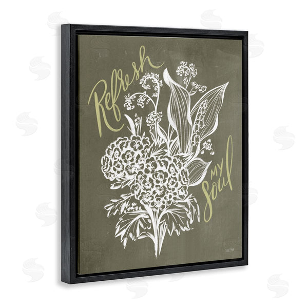 Stupell Industries House Fenway | Refresh My Soul Botanical Flower Leaf Sprouts Stencil Wall Art
