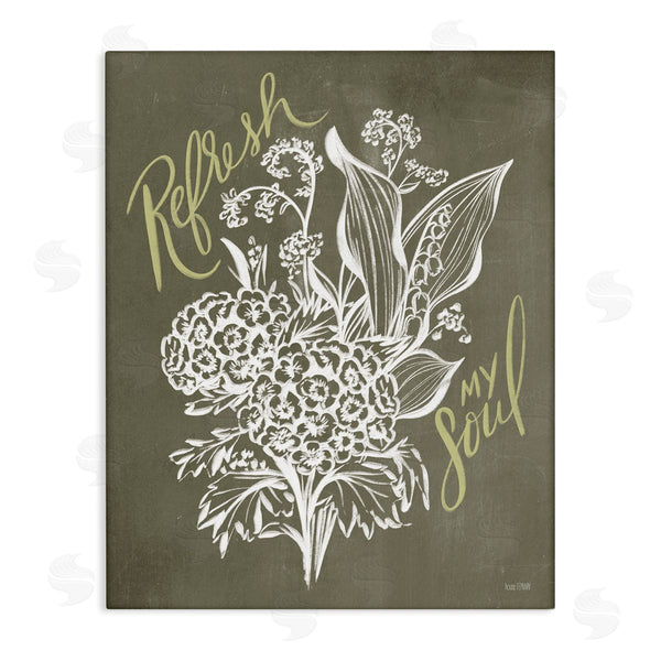 stupell industries House Fenway | Refresh My Soul Botanical Flower Leaf Sprouts Stencil Wall Art