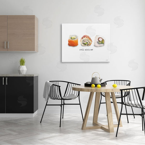 Stupell Industries House Fenway | Roll With Me Funny Phrase Maki Sushi Pun Wall Art