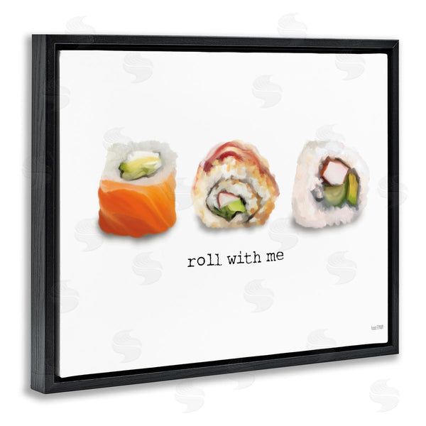 Stupell Industries House Fenway | Roll With Me Funny Phrase Maki Sushi Pun Wall Art
