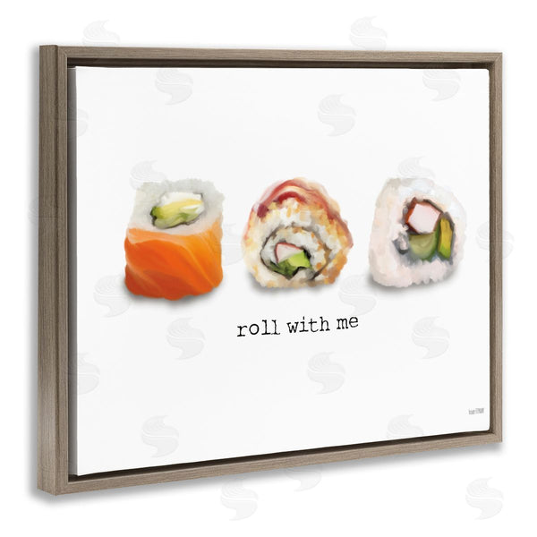 Stupell Industries House Fenway | Roll With Me Funny Phrase Maki Sushi Pun Wall Art