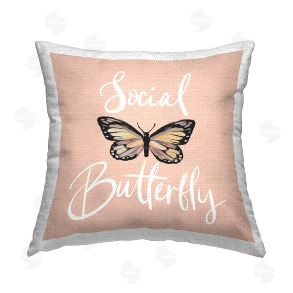 Stupell Industries House Fenway | Social Butterfly Phrase Printed Throw Pillow