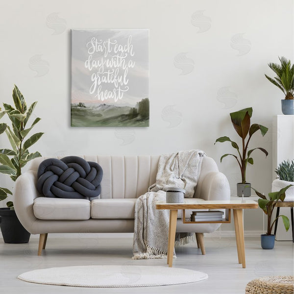 Stupell Industries House Fenway | Start Day With Grateful Heart Countryside Landscape Painting Wall Art