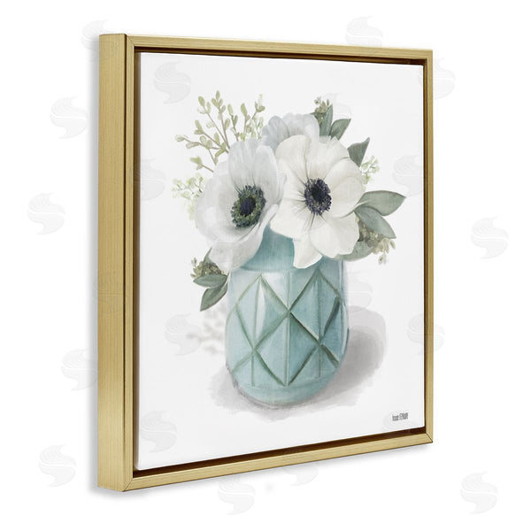 Stupell Industries House Fenway | White Flowers In Turquoise Vase