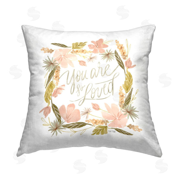 stupell industries House Fenway | You Are Loved Flower Border Printed Throw Pillow