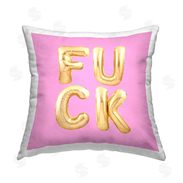 stupell industries House of Lulu | F*ck Pink & Gold Balloons Printed Throw Pillow