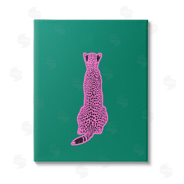 stupell industries House of Lulu | Pink Cheetah on Green Wall Art