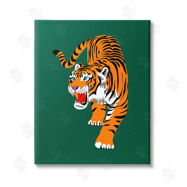 stupell industries House of Lulu | Roaring Tiger on Green Wall Art