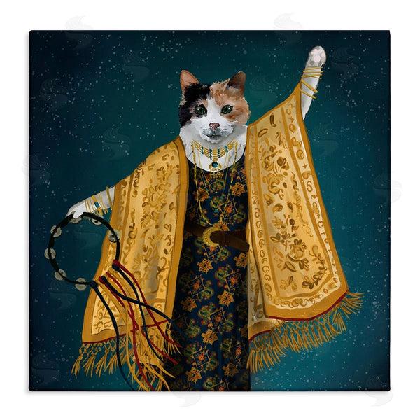 stupell industries House of Rose | Fashionable Cat Traditional Patterned Boho Clothing Portrait Wall Art