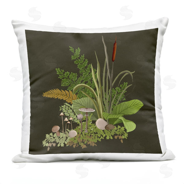Stupell Industries House Of Rose | Forest Foliage And Rustic Mushrooms Over Grey Printed Throw Pillow