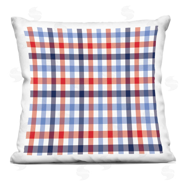 stupell industries House of Rose | Red Blue Tartan Plaid Pattern Printed Throw Pillow