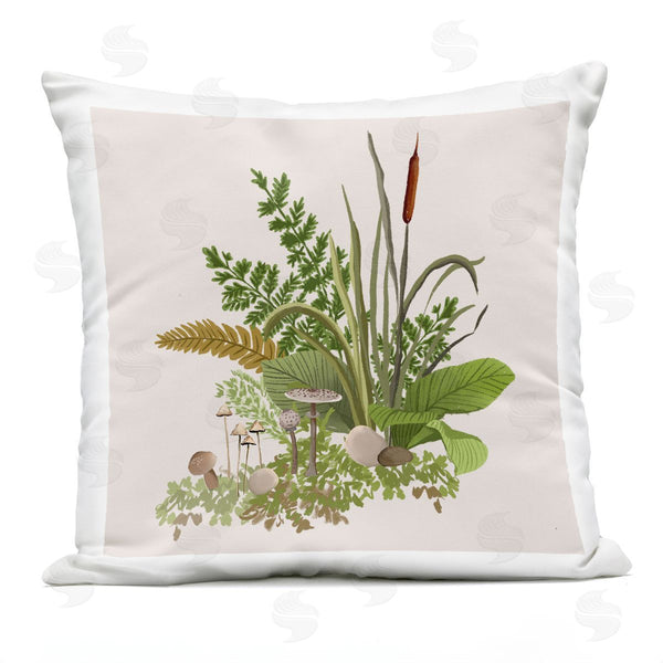 Stupell Industries House Of Rose | Rustic Mushrooms And Forest Foliage Over Beige Printed Throw Pillow
