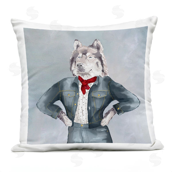 Stupell Industries House Of Rose | Trendy Wolf Denim Fashion Outfit Printed Throw Pillow