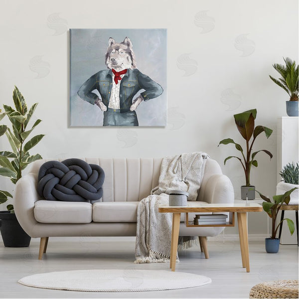Stupell Industries House Of Rose | Trendy Wolf Stylish Denim Outfit Fashion Animal Wall Art