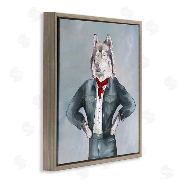 Stupell Industries House Of Rose | Trendy Wolf Stylish Denim Outfit Fashion Animal Wall Art