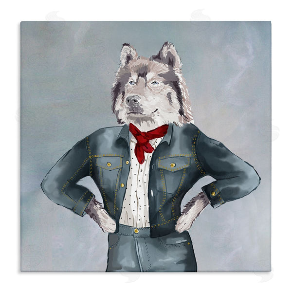 stupell industries House of Rose | Trendy Wolf Stylish Denim Outfit Fashion Animal Wall Art