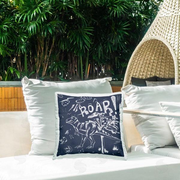 Stupell Industries HUE And MI And Sangita | Sketchy Roar Dinosaur Printed Throw Pillow