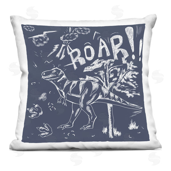 stupell industries HUE and MI and Sangita | Sketchy Roar Dinosaur Printed Throw Pillow
