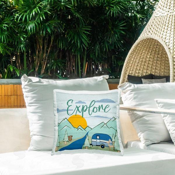 Stupell Industries Hugo Edwins | Explore Rustic Adventure Printed Throw Pillow