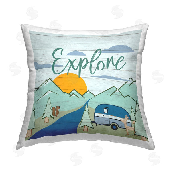 stupell industries Hugo Edwins | Explore Rustic Adventure Printed Throw Pillow