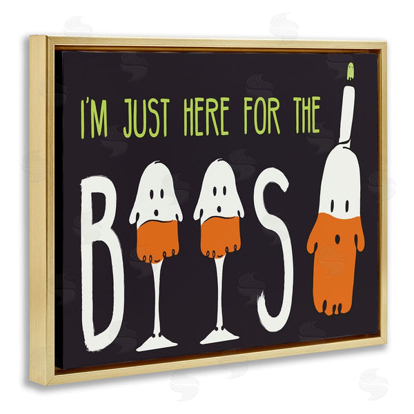 Stupell Industries Hugo Edwins | Here For The Boos Phrase Halloween Ghost Pun