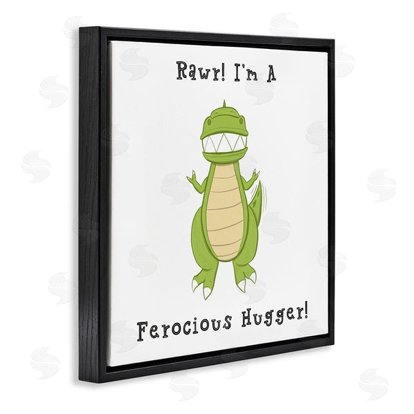 Stupell Industries Hugo Edwins | Rawr Ferocious Hugger Happy Green Dinosaur Smiling T-Rex Wall Art