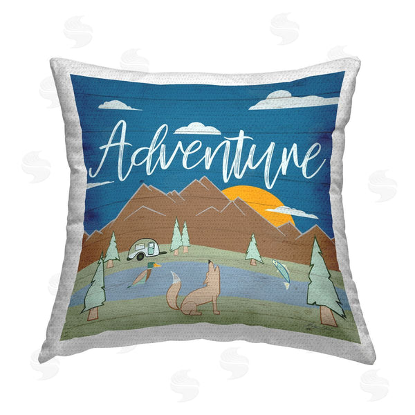 Stupell Industries Hugo Edwins | Rustic Adventure Landscape Printed Throw Pillow