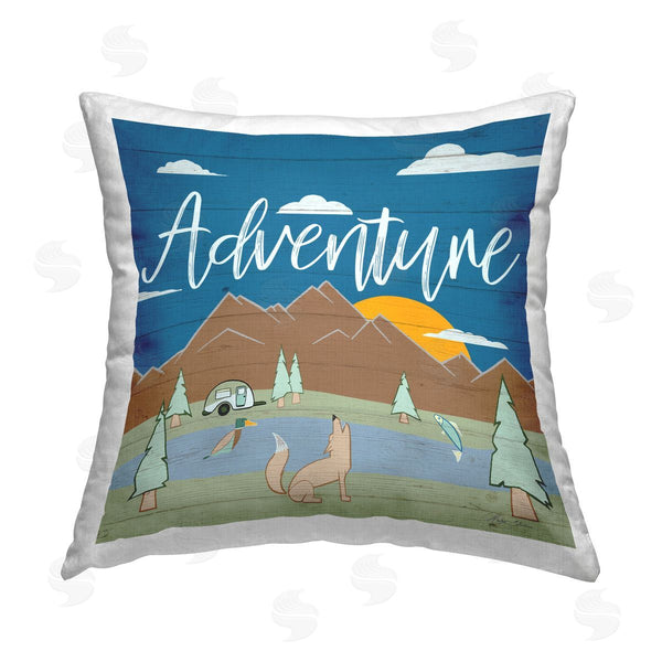 stupell industries Hugo Edwins | Rustic Adventure Landscape Printed Throw Pillow