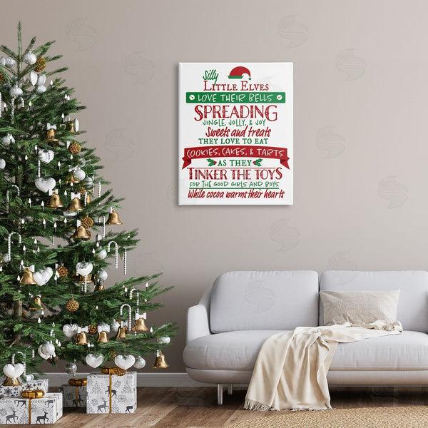 Stupell Industries Hugo Edwins | Silly Little Elves List Festive Christmas Phrases Wall Art