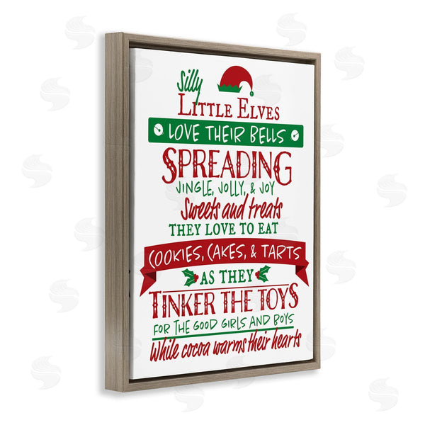 Stupell Industries Hugo Edwins | Silly Little Elves List Festive Christmas Phrases Wall Art