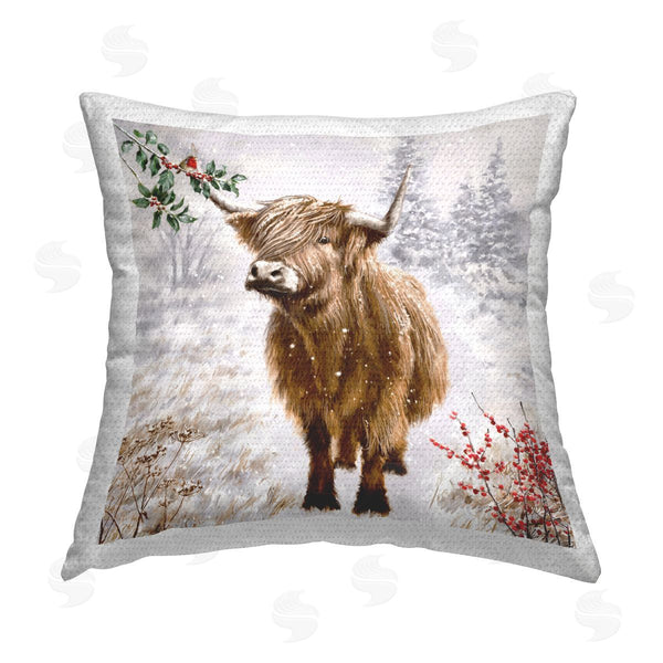 Stupell Industries Ian Saxton | Cattle Stepping In Snow Printed Throw Pillow