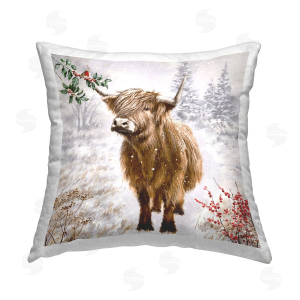 stupell industries Ian Saxton | Cattle Stepping in Snow Printed Throw Pillow