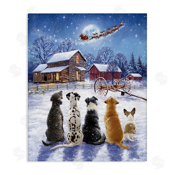 stupell industries Ian Saxton | Snowy Farm Dogs Wall Art