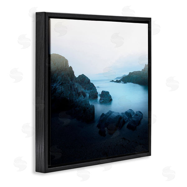Stupell Industries Ian Winstanley | Blue Ocean Cove Cliff Landscape Morning Misty Sky Wall Art