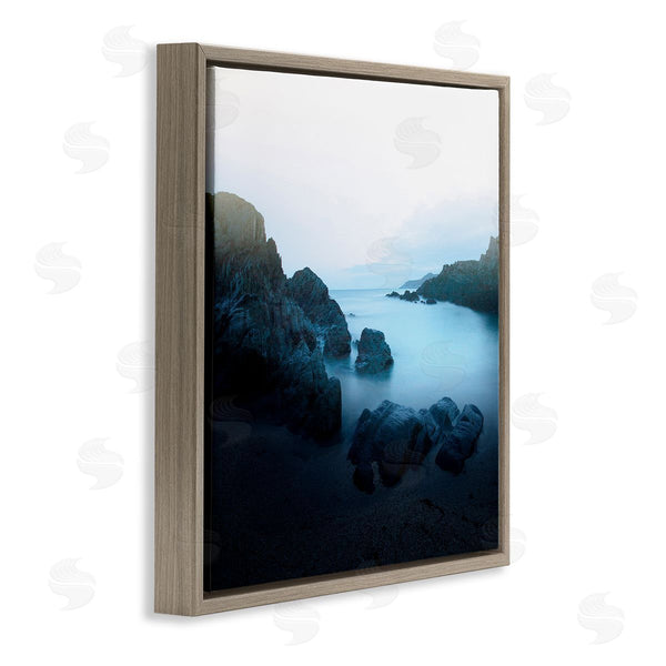 Stupell Industries Ian Winstanley | Blue Ocean Cove Cliff Landscape Morning Misty Sky Wall Art