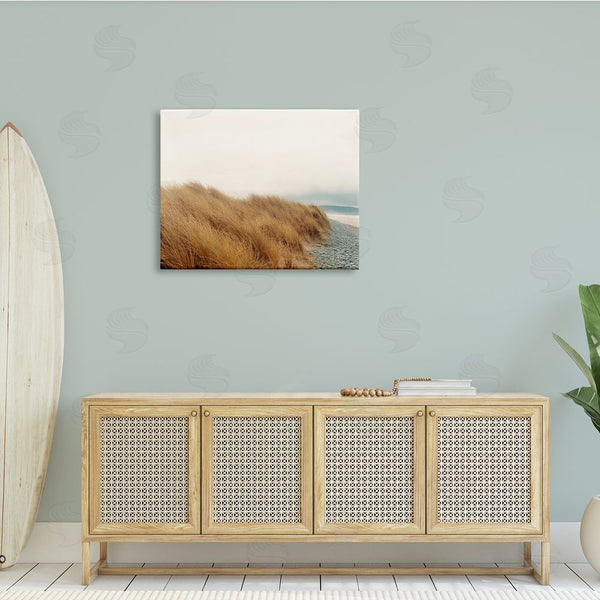 Stupell Industries Ian Winstanley | Tall Grass Windy Ocean Scene Pebble Coast Beach Wall Art
